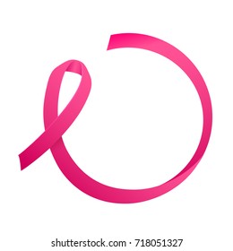 Ribbon of Breast Cancer. Round consept for Text. Breast Cancer Awareness Label. Vector Template with Pink Ribbon - Symbol of Cancer Fight