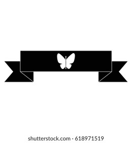 ribbon with butterfly decorative frame icon