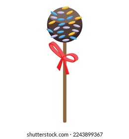 Ribbon cake pop icon isometric vector. Chocolate food. Art candy