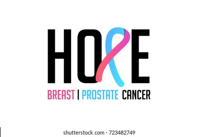 Ribbon cancer awareness logo design. Hope breast, prostate.