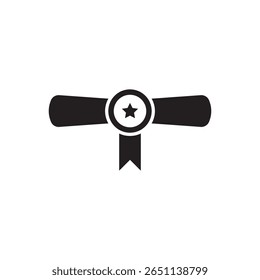Ribbon certificate scroll icon. Rolled certificate tied with a ribbon, great for education or success designs.