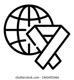 Ribbon charity globe icon. Outline ribbon charity globe vector icon for web design isolated on white background