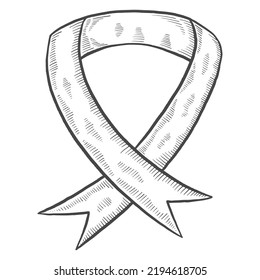 ribbon charity humanitarian international day isolated doodle hand drawn sketch with outline style