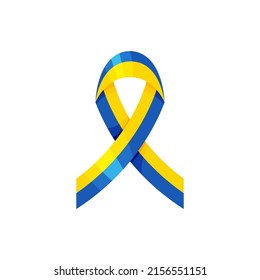 Ribbon charity for Ukraine, vector icon or banner