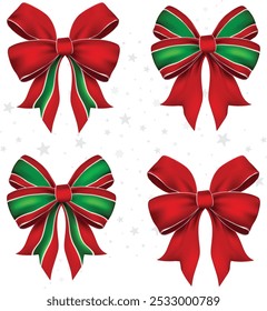 Ribbon for Christmas. Ribbon bow for christmas, new year, wedding and birthday gift and present decoration element. Present box bow for decoration. Vector. SSTKChristmas