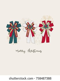 Ribbon christmas concept , hand draw sketch vector. gift card.