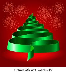 Ribbon Christmas tree background, EPS 10 vector