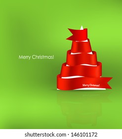 Ribbon christmas tree, vector illustration.