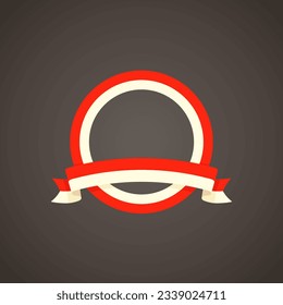 Ribbon and circle with flag of Indonesia in flat design style.