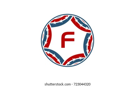Ribbon Circle Star Initial F