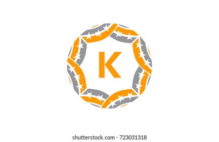 Ribbon Circle Star Initial K