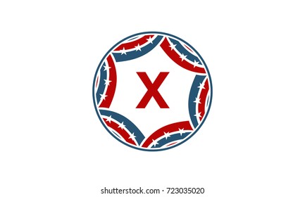 Ribbon Circle Star Initial X