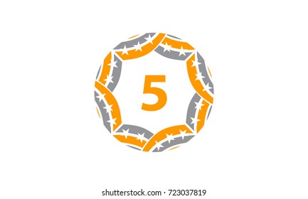 Ribbon Circle Star Number 5
