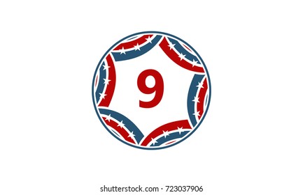 Ribbon Circle Star Number 9