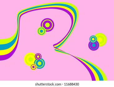 Ribbon and circles of different colors