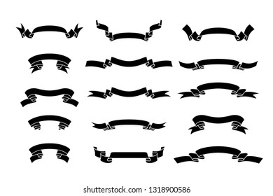 Ribbon collection. Vector silhouettes.