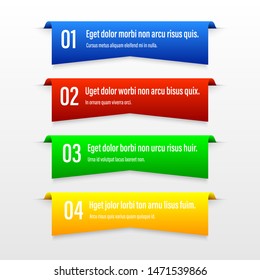 Ribbon color banners. A vivid illustration of the layout of the labels banner. Colored labels with a set. A template for the web design. All elements are isolated.EPS 10.