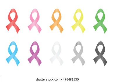 Ribbon Color Set ,concept , healthy , cancer , isolated