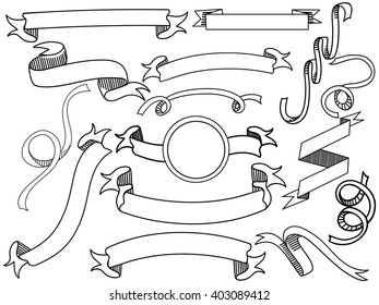 Ribbon coloring book for adults vector illustration. Anti-stress coloring for adult. Zentangle style. Black and white lines. Lace pattern
