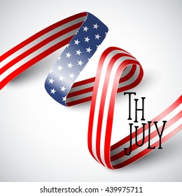 Ribbon in colors of American Flag for Independence Day design 4 july. Vector illustration.