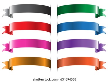 Ribbon colors set on white design vector illustration.