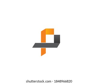 ribbon company logo and square shape concept