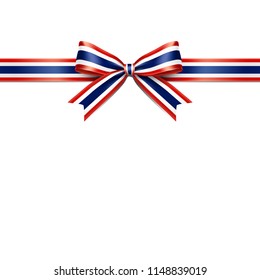 The ribbon with concept the flag of Thailand alternate red white and blue. Vector illustration of Thong Trairong with bow concept.