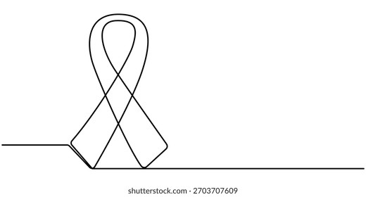 ribbon continuous one line drawing, Continuous line drawing of decorative ribbon bow. editable line. Vector illustration. 