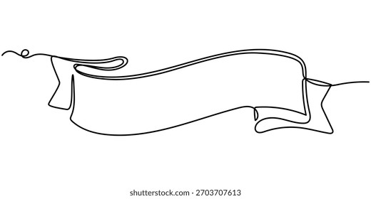 ribbon continuous one line drawing, Continuous line drawing of decorative ribbon bow. editable line. Vector illustration. 