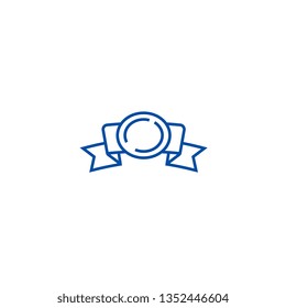 Ribbon corners with award line icon concept. Ribbon corners with award flat  vector symbol, sign, outline illustration.