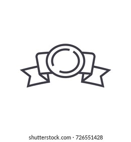 ribbon corners with award vector line icon, sign, illustration on background, editable strokes