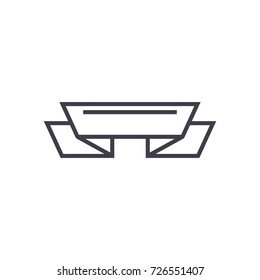 ribbon corners illustration  vector line icon, sign, illustration on background, editable strokes