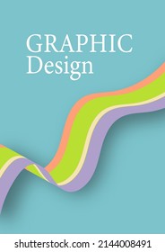 Ribbon cover flyer page pattern paper, Striped abstract backdrop background, Design vector graphic flag violet cream green orange.