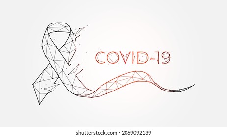 Ribbon and Covid-19 creative banner, background or template in geometric style. Coronavirus science poster. Coronavirus foundation design