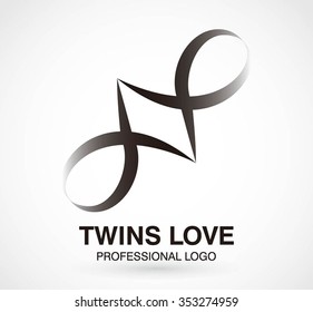 Ribbon curve relation abstract vector and logo design or template connect line business icon of company identity symbol concept