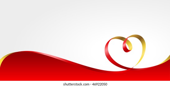 Ribbon curved in the form of a heart. Vector illustration.