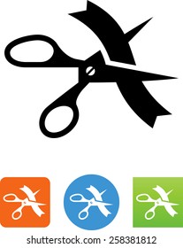 Ribbon Cut With Scissors Icon