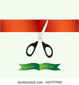 Ribbon Cutting Flat icon on white background.