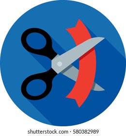 Ribbon Cutting Icon On Background