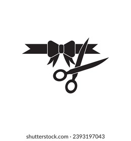 Ribbon cutting logo icon, design vector illustration template.