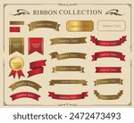 Ribbon decoration design set and antique borders and frames design