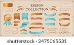 Ribbon decoration design set and antique borders and frames design

