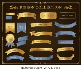 Ribbon decoration design set and antique borders and frames design