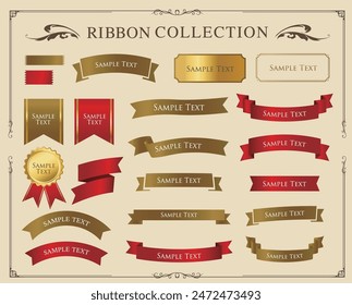 Ribbon decoration design set and antique borders and frames design