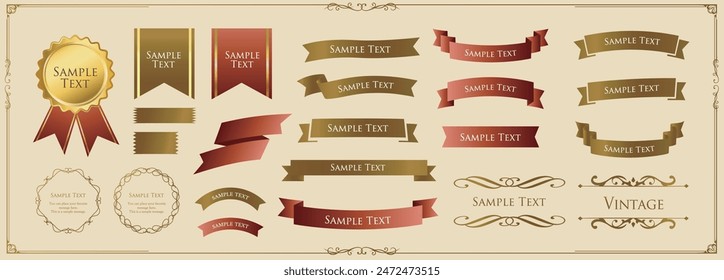 Ribbon decoration design set and antique borders and frames design