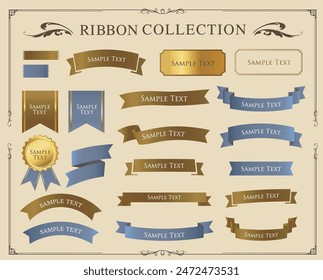 Ribbon decoration design set and antique borders and frames design