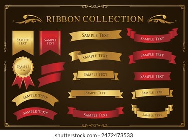 Ribbon decoration design set and antique borders and frames design