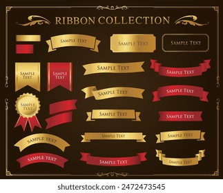 Ribbon decoration design set and antique borders and frames design