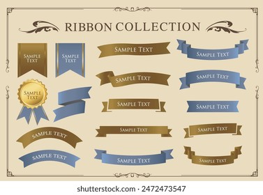 Ribbon decoration design set and antique borders and frames design