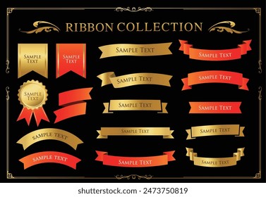 Ribbon decoration design set and antique borders and frames design